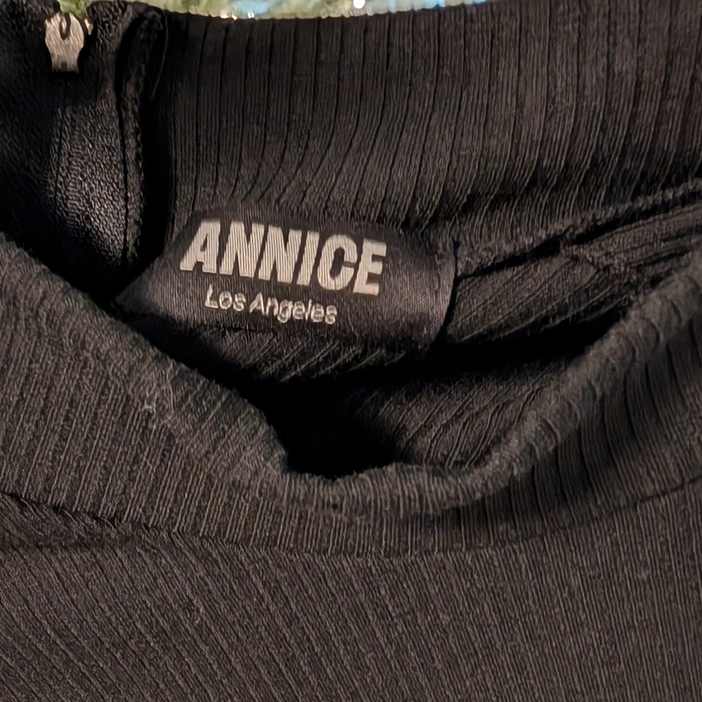 Annice Halteres Long Black Ribbed Dress
